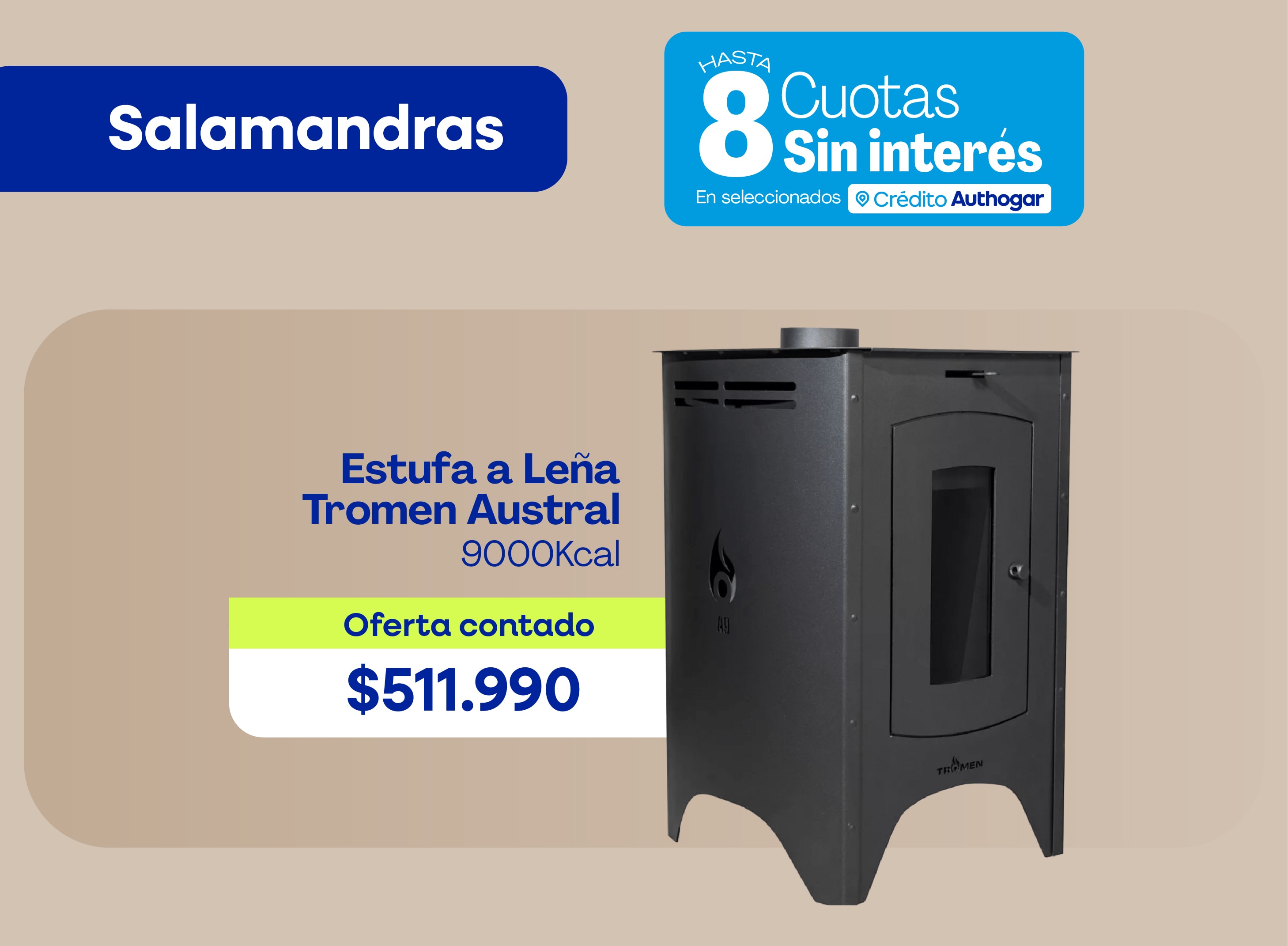 Estufa a Leña Tromen Austral 9000Kcal Oferta contado $511.990